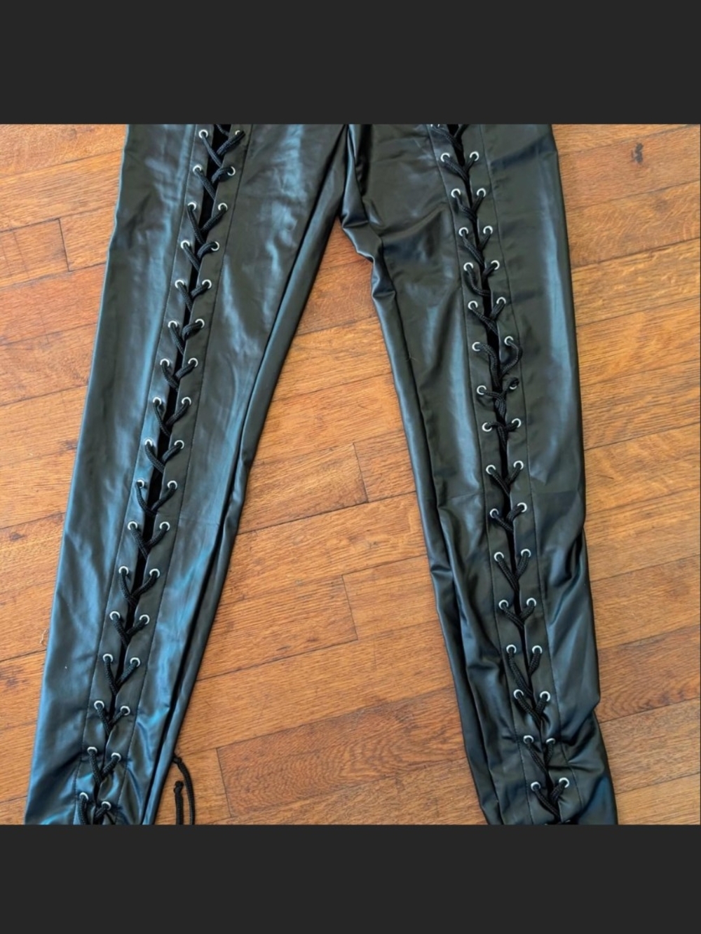 current mood Faux Leather Lace-Up Leggings